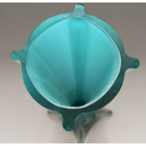 Vintage Soliflore Hand Blown Glass Vase-Light Turquoise 4-Sided Thin Square- MCM - Picture 7 of 12